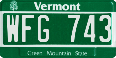 VT license plate WFG743