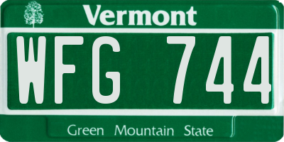 VT license plate WFG744