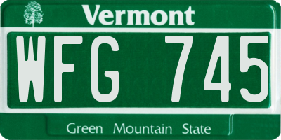 VT license plate WFG745