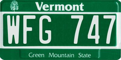 VT license plate WFG747