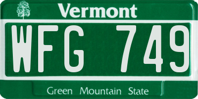 VT license plate WFG749