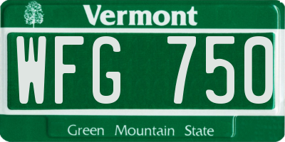 VT license plate WFG750