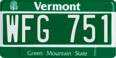 VT license plate WFG751