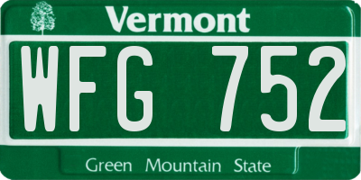 VT license plate WFG752