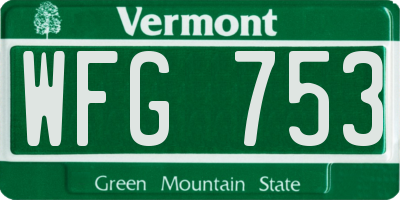 VT license plate WFG753