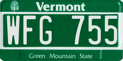 VT license plate WFG755