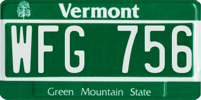 VT license plate WFG756