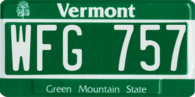 VT license plate WFG757