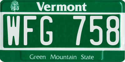 VT license plate WFG758