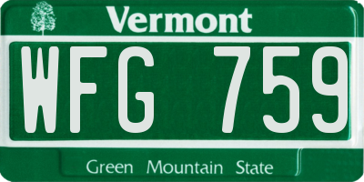 VT license plate WFG759