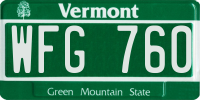 VT license plate WFG760