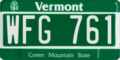 VT license plate WFG761