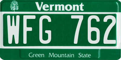 VT license plate WFG762