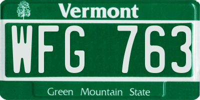 VT license plate WFG763