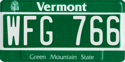 VT license plate WFG766
