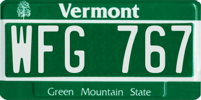 VT license plate WFG767