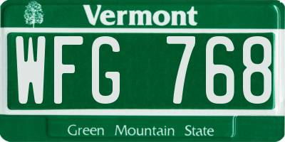 VT license plate WFG768