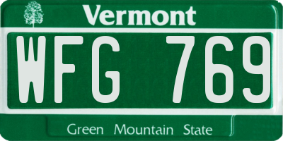 VT license plate WFG769