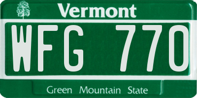 VT license plate WFG770