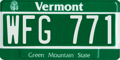 VT license plate WFG771