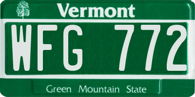 VT license plate WFG772