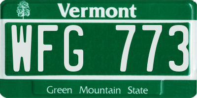 VT license plate WFG773