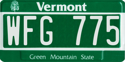 VT license plate WFG775