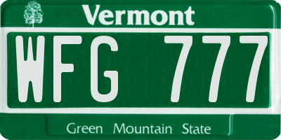 VT license plate WFG777