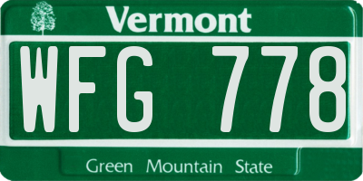 VT license plate WFG778