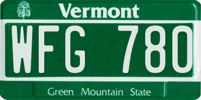 VT license plate WFG780