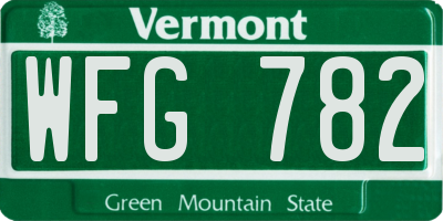 VT license plate WFG782