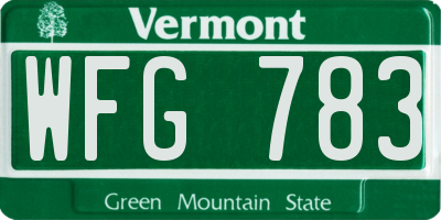 VT license plate WFG783
