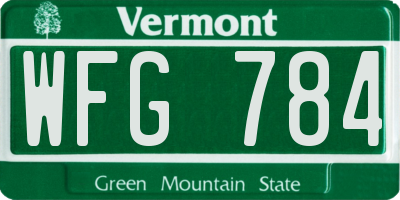VT license plate WFG784