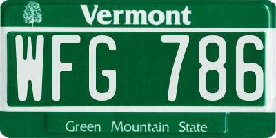 VT license plate WFG786