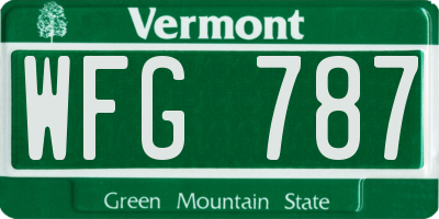VT license plate WFG787