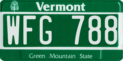 VT license plate WFG788