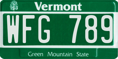 VT license plate WFG789
