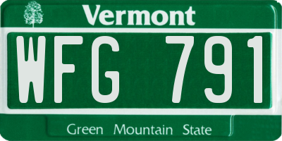 VT license plate WFG791