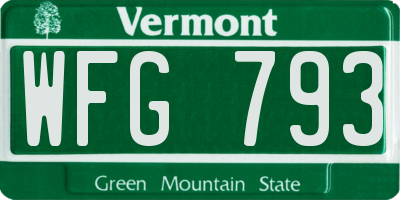 VT license plate WFG793