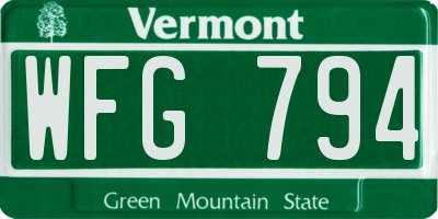 VT license plate WFG794