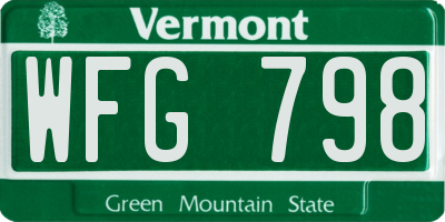 VT license plate WFG798