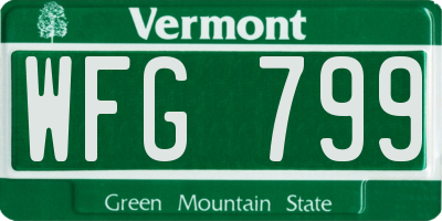 VT license plate WFG799