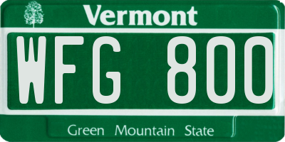VT license plate WFG800