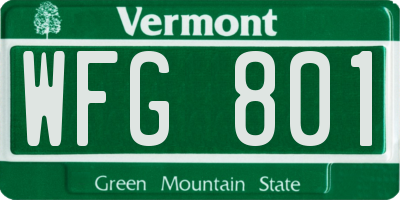 VT license plate WFG801