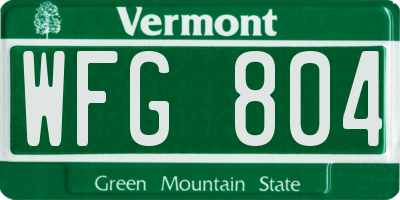VT license plate WFG804