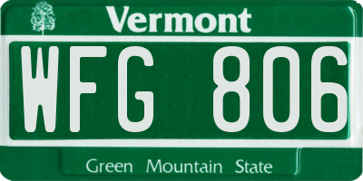 VT license plate WFG806
