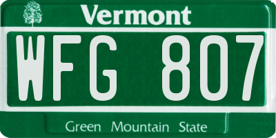 VT license plate WFG807