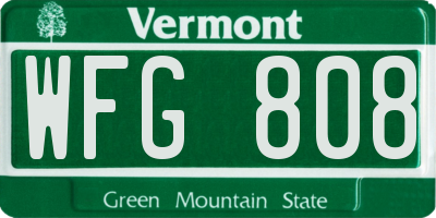 VT license plate WFG808