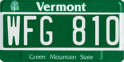 VT license plate WFG810