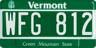 VT license plate WFG812